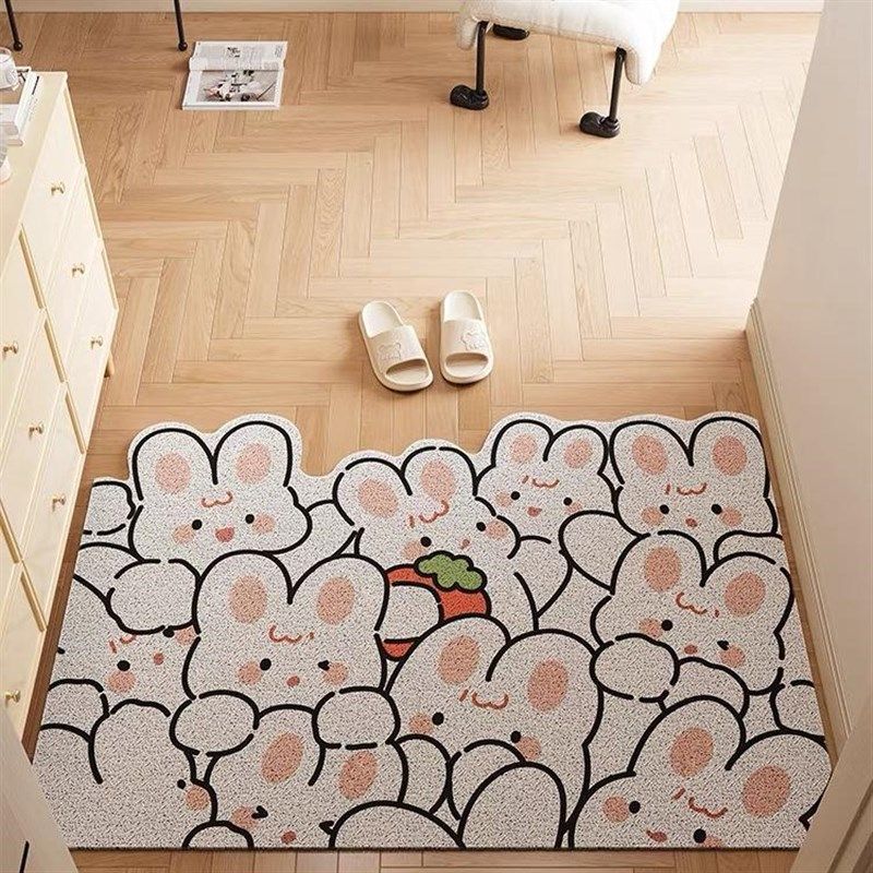 可爱小兔超萌进门门垫丝圈脚垫玄关除尘耐脏家用垫子卡通垫可裁剪,居家布艺,入户地垫,淘宝优惠券,粉丝福利购,淘宝优惠卷