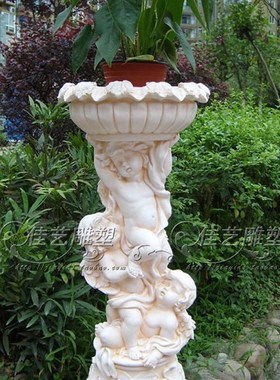 欧式人物玻璃钢花盆摆件客厅户外庭院花园落地摆设小天使流水喷泉