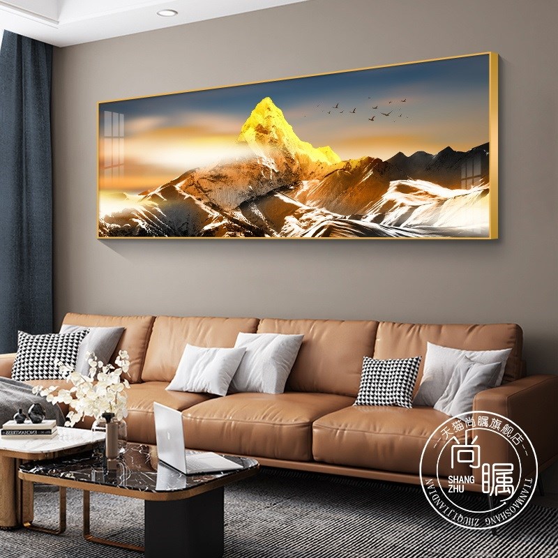 南迦巴瓦峰客厅装饰画沙发背景墙挂画办公室酒店日照金山风景壁画