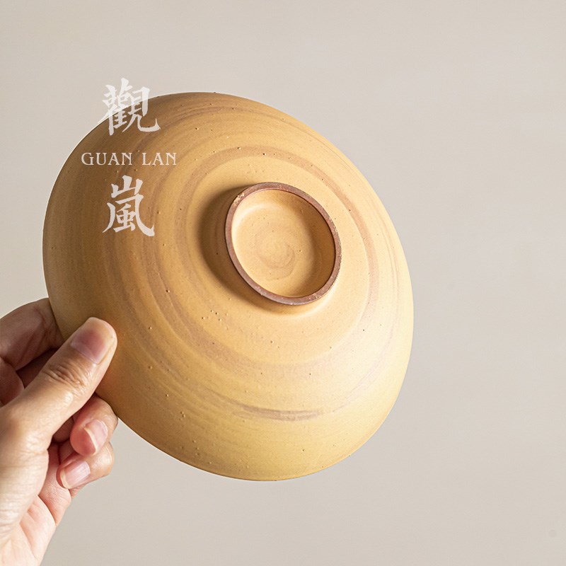 观岚粉引姜黄手工壶承盖碗茶壶茶托盘陶瓷干泡小茶台果盘功夫茶具