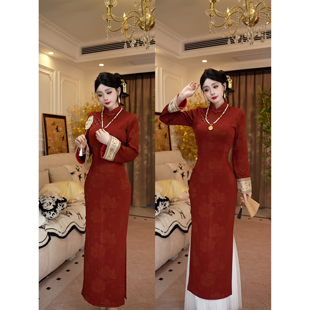 【今宵-加绒】潇夫人自制新中式红色旗袍敬酒服高级感气质连衣裙