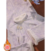 加 潇夫人自制国风旗袍改良少女日常款 紫翎 过冬百搭中式 加绒