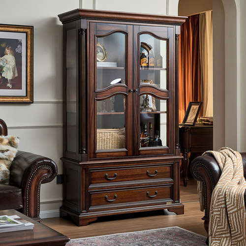 艾诗蒂美式轻奢复古胡桃木高酒柜