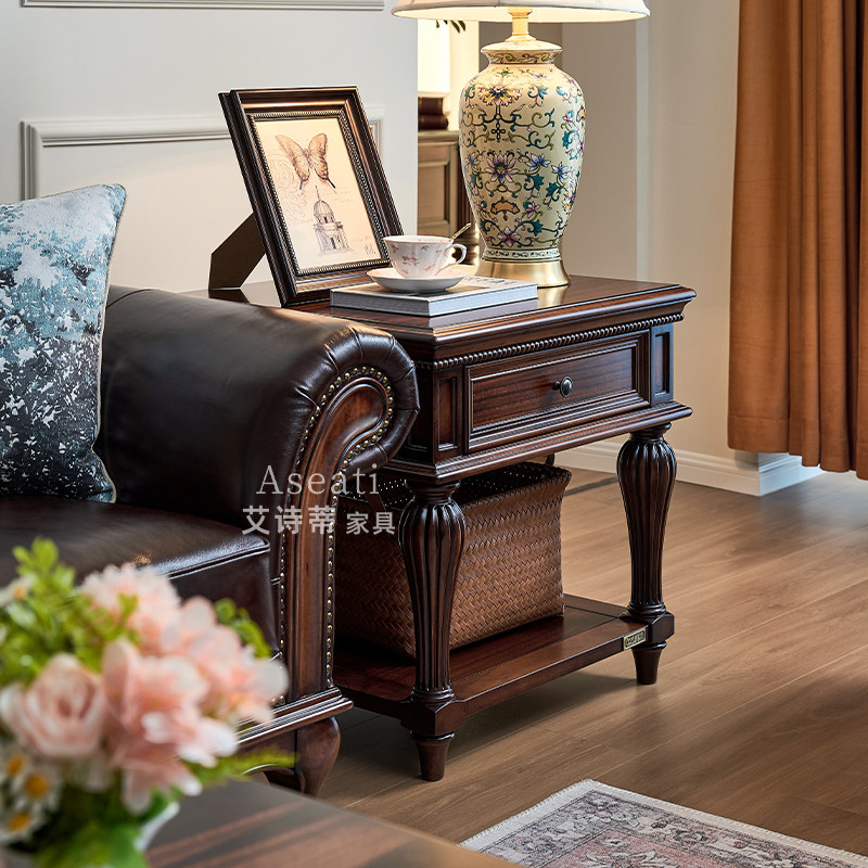 美式复古全实木客厅小方几迷你边几沙发边柜储物柜角几小茶几方桌,住宅家具,角几/边几,淘宝优惠券,粉丝福利购,淘宝优惠卷