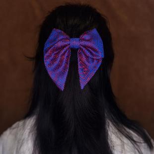 壮锦蝴蝶结发夹立体手工弹簧夹发饰头饰旗袍新中式壮锦文创