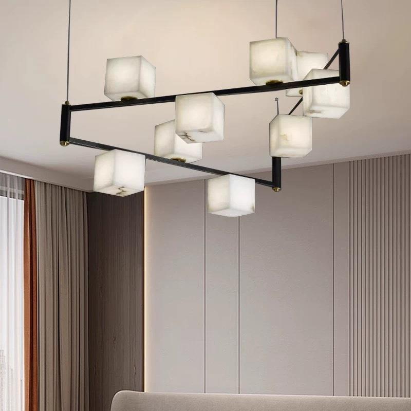 简约现代天然云石全铜吊灯客厅温馨浪漫别墅设计师餐厅大气灯具