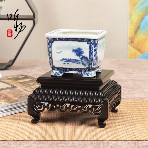 速发实木紫光檀弯脚如意盆景兰花展示底托高端茶空间装饰茶壶香炉