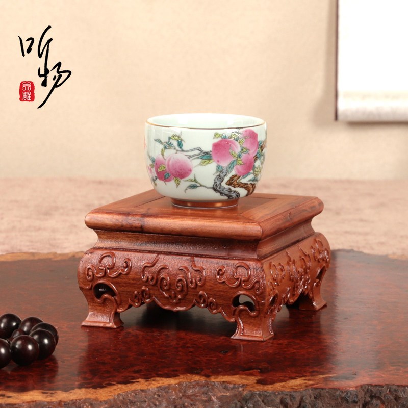 速发实木非洲酸枝如意正方茶壶摆件底托茶具盆景茶饼礼盒展示加高