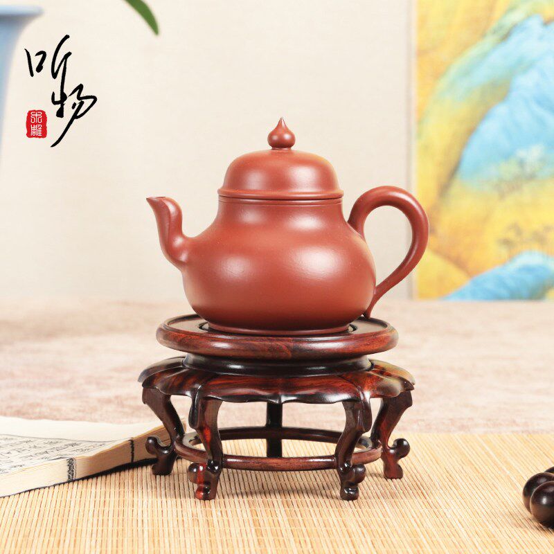 速发大红酸枝圆形明式手工文玩茶壶盆景香炉摆件展示底座仿古加高