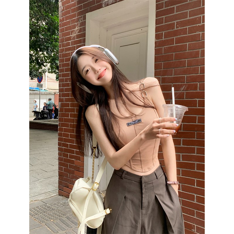 速发带胸垫链条美吊带鱼骨背心夏季背小内搭外穿短款甜辣妹无袖上