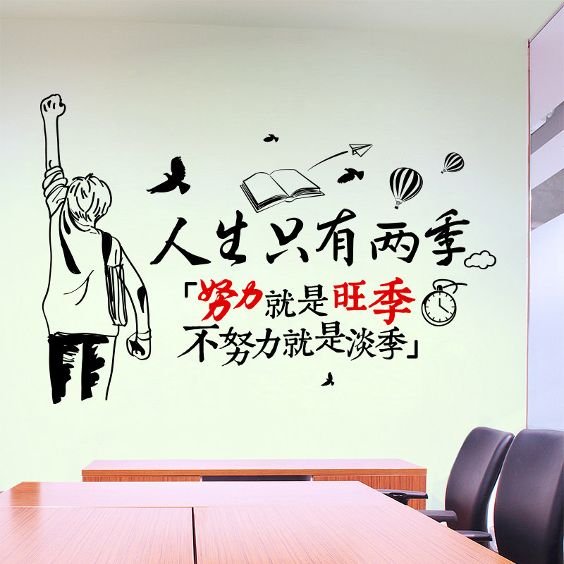 速发创意励志贴面企公室装饰激励墙贴办业文化墙纸墙壁纸人生只有