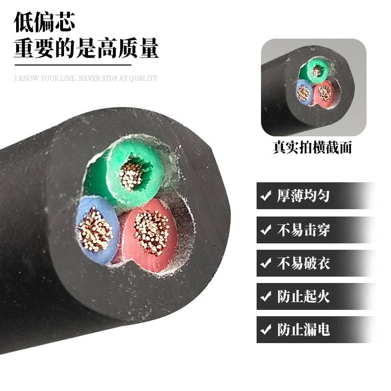 速发国标纯铜缆/芯电2线户外防冻电线护套线1.5/2.5/4/6平方软线