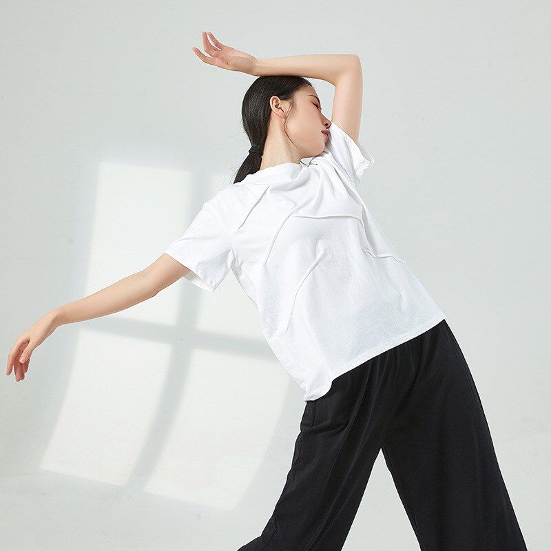 速发现代舞服装上衣高级感练功服爵士舞形体服男宽松秋新款舞蹈服