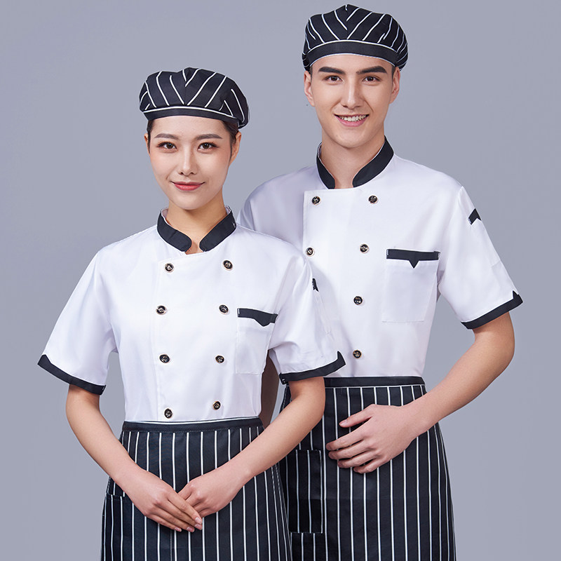 速发餐饮厨房厨师工作服男夏装饭店学校服透后厨衣食夏季堂气