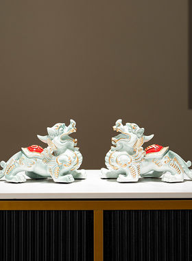 貔貅摆件招财一对高档家用旺宅电视柜办公室装饰品店铺开业礼物