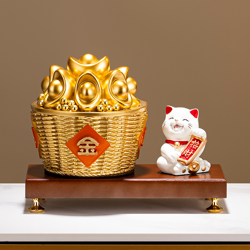 日进斗金摆件元宝招财猫装饰