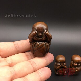 极速实心铜三不佛小和尚摆件不听不说不看小沙弥禅意禅道意境小铜