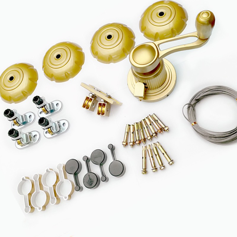 晾衣架升降手摇双杆全套配件整套手动晒衣杆室内单杆维修无杆阳台