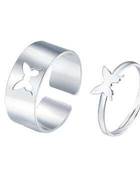 好货Hot Couples rings 2pcs women ring men蝴蝶情侣戒指套装2件