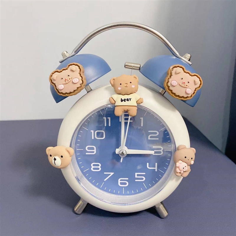 可爱静音夜光小闹钟儿童男女孩学生闹r铃家用卧室懒人起床钟7-15