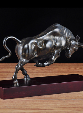 极速黄铜进取牛摆件工艺品招财牛家居摆设办公室桌客厅玄关书房装