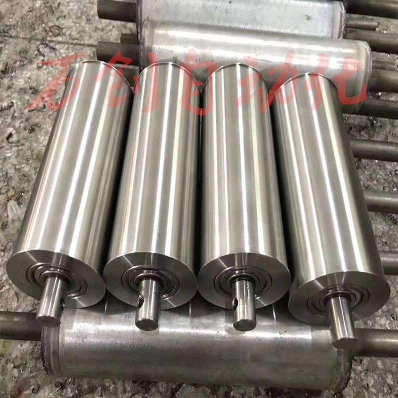 定做无动力流水线托辊主动被动滚轮镀锌滚筒不锈钢滚轴包胶套胶