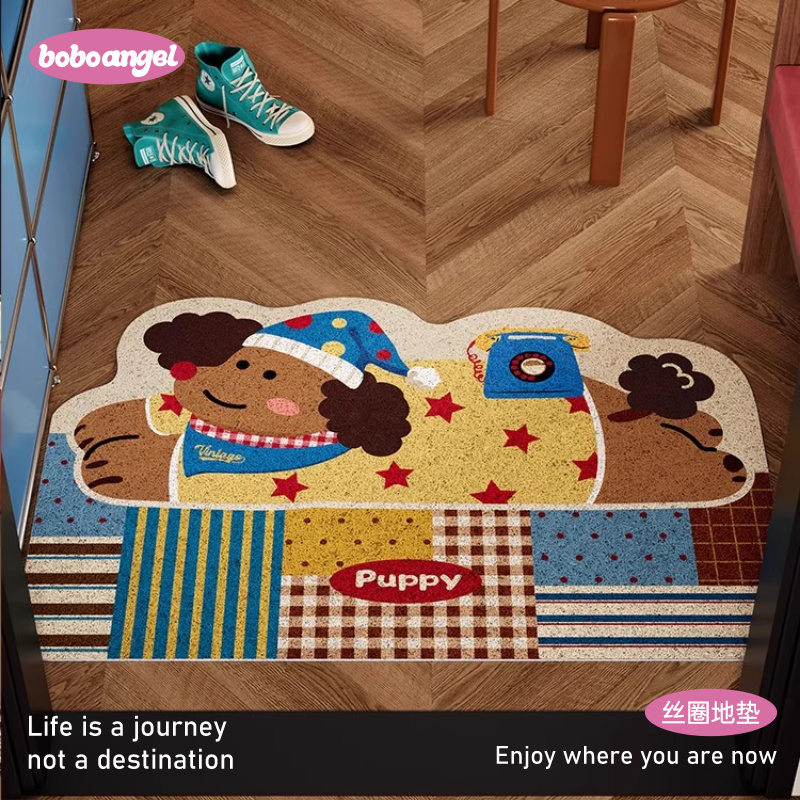 拼布物语美式卡通地垫入户门垫子丝圈防滑进门脚垫玄关可裁剪地毯