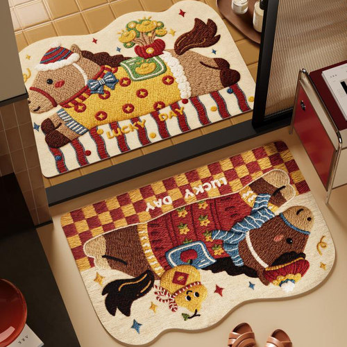 小马蒂奇马年新年3D视角浴室地垫