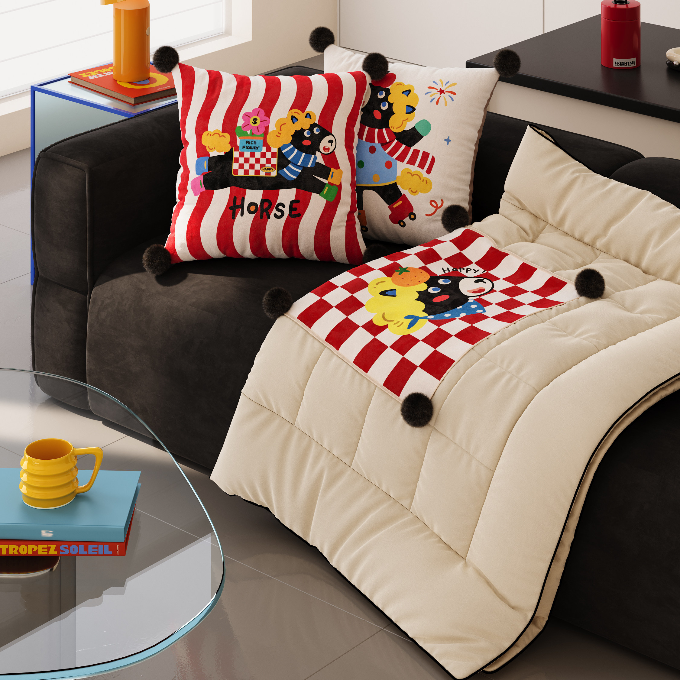 小马卷卷抱枕被办公室2026新款礼物马年新年两用二合一折叠小毯子,居家布艺,抱枕被,淘宝优惠券,粉丝福利购,淘宝优惠卷