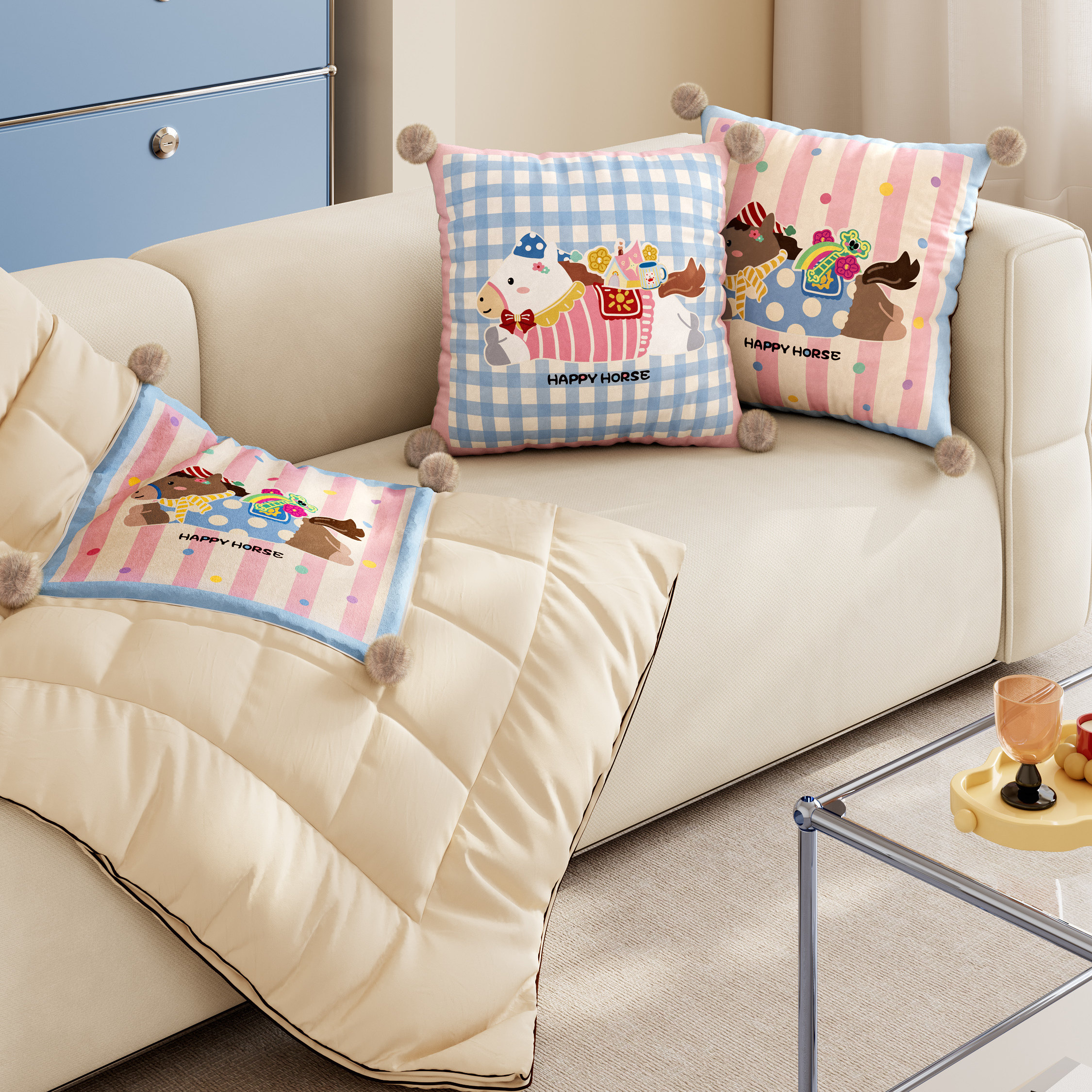 小马乐琪马年新款抱枕被冬天家用办公室车载加厚两用二合一小毯子,居家布艺,抱枕被,淘宝优惠券,粉丝福利购,淘宝优惠卷