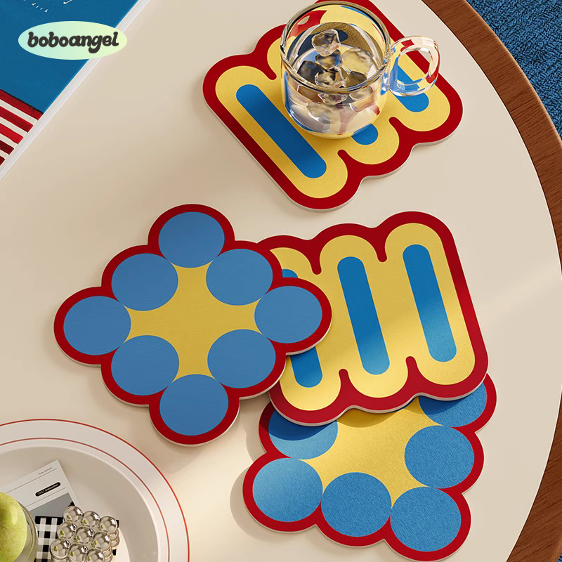 多巴胺波浪复古方形杯垫