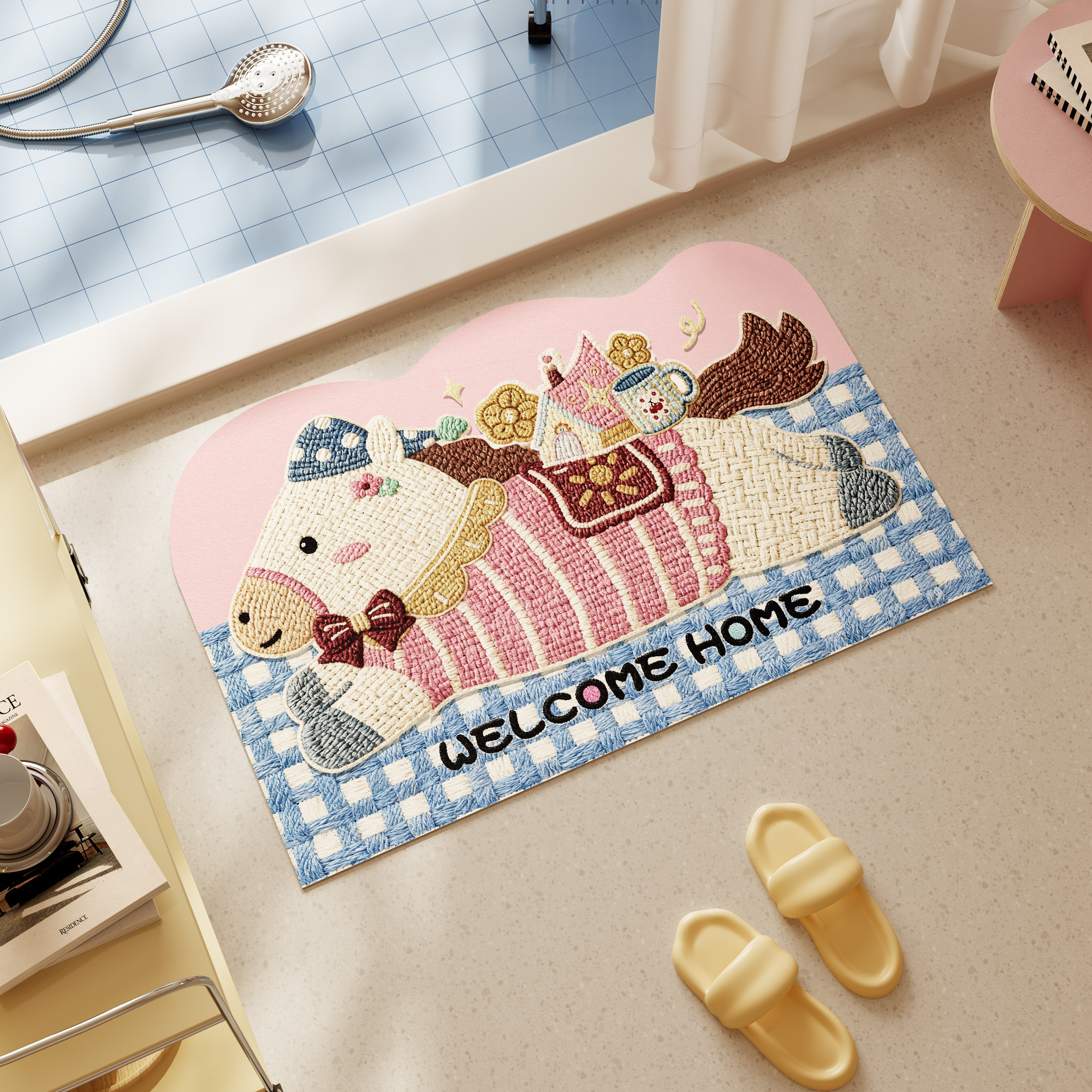 小马乐琪马年新年浴室地垫子洗手间厕所洗澡淋浴门口吸水防滑防摔,居家布艺,家用脚垫,淘宝优惠券,粉丝福利购,淘宝优惠卷