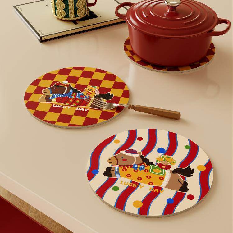 小马杯垫马年装饰新年红色氛围家用餐厅餐桌吸水防滑可擦免洗防烫,居家布艺,餐垫,淘宝优惠券,粉丝福利购,淘宝优惠卷