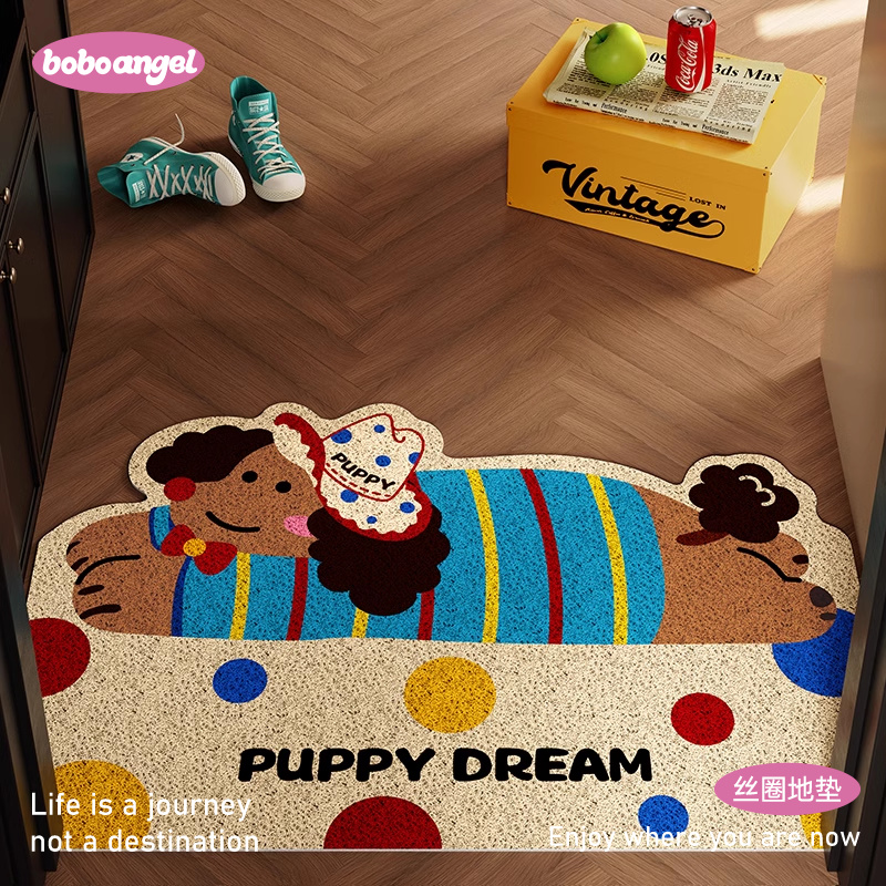 曲奇小布复古入户丝圈地垫防滑脚垫毯进门垫子玄关大门口垫可裁剪