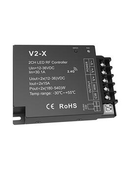 V2-X 12-36V2CH*15AMAX RF push调光调色 墙壁开关调色温信号中继