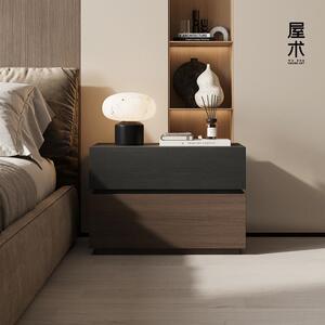 屋术实木床头柜意式极简大抽屉款收纳柜60cm家用收纳柜卧室床边柜