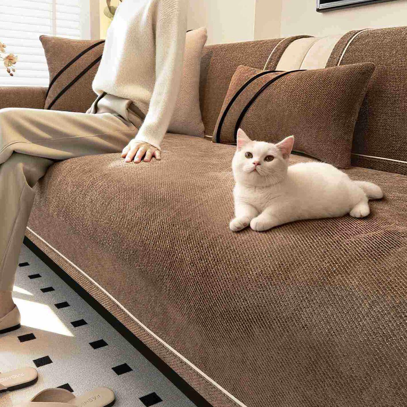 雪尼尔沙发垫四季通用2026新款轻奢级感沙发坐垫固定防滑套罩布