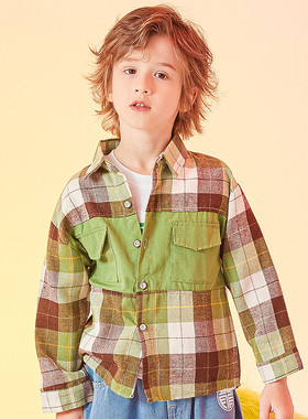 时尚拼接长袖衬衫