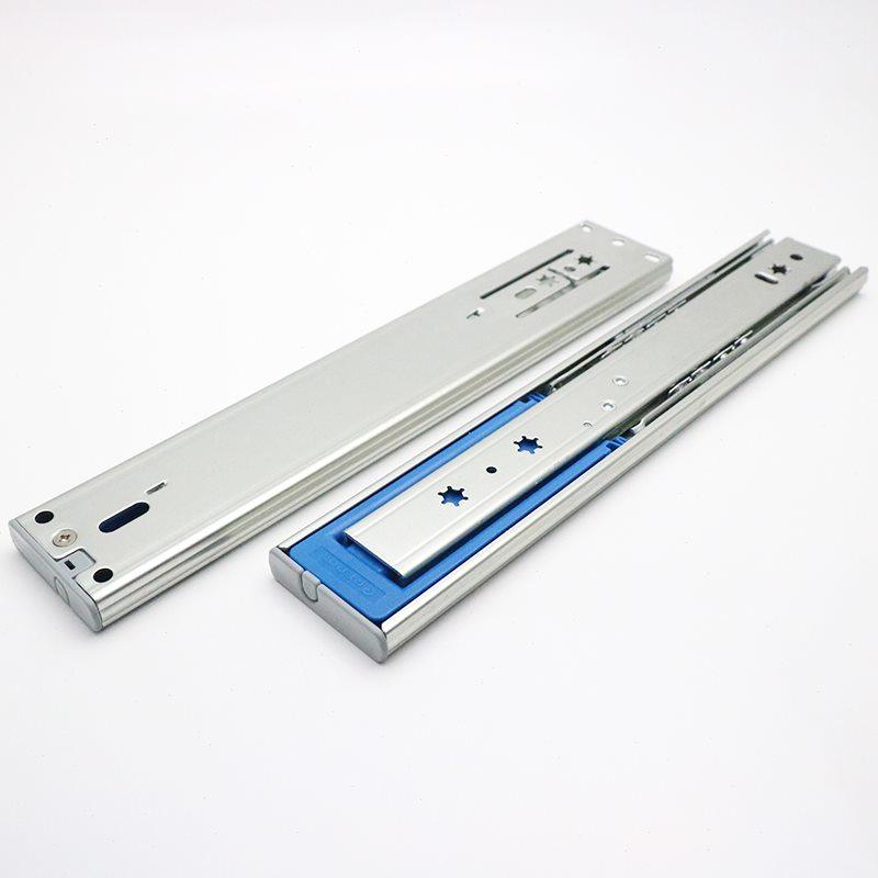台湾火车头三节阻尼导轨干式缓冲抽屉滑轨柜桶自吸轨道侧装抽柜u.