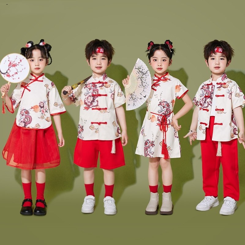 速发中秋少儿合唱演啦服出啦小学生运动幕开会式服装幼儿园中国风