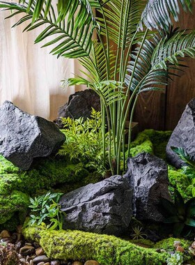 速发pu石头室内软装假景石拍摄造绿道具园林山植景观石装饰摆件