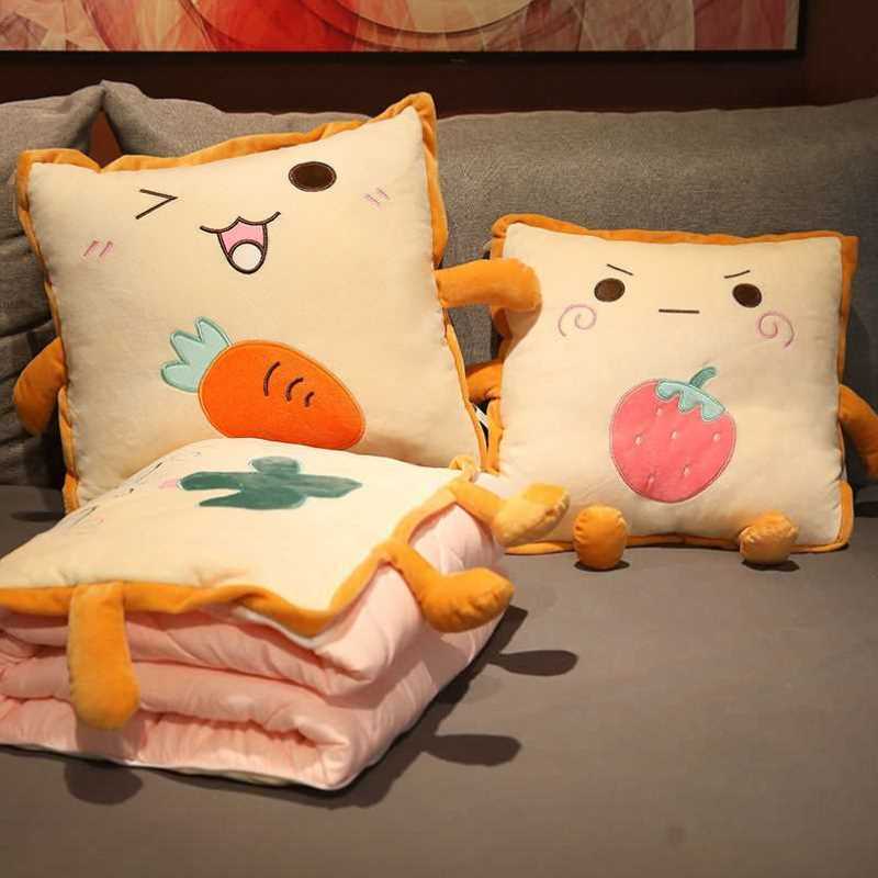 速发玩偶抱合被子两用办公室午睡小枕头二载毯子车枕一车用夏凉被