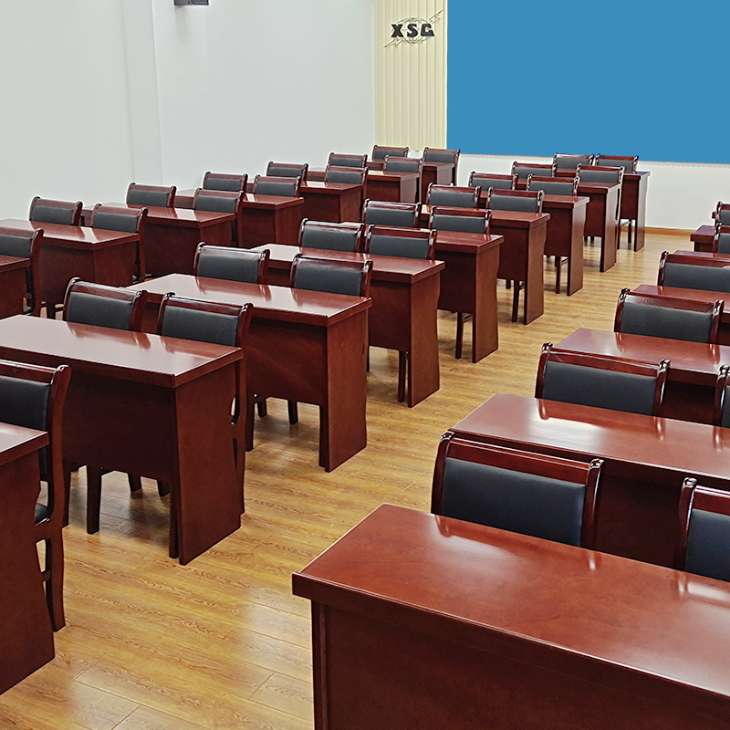 会议桌条形培训桌领导发言台主席台桌中式双人三T人条桌椅组合包