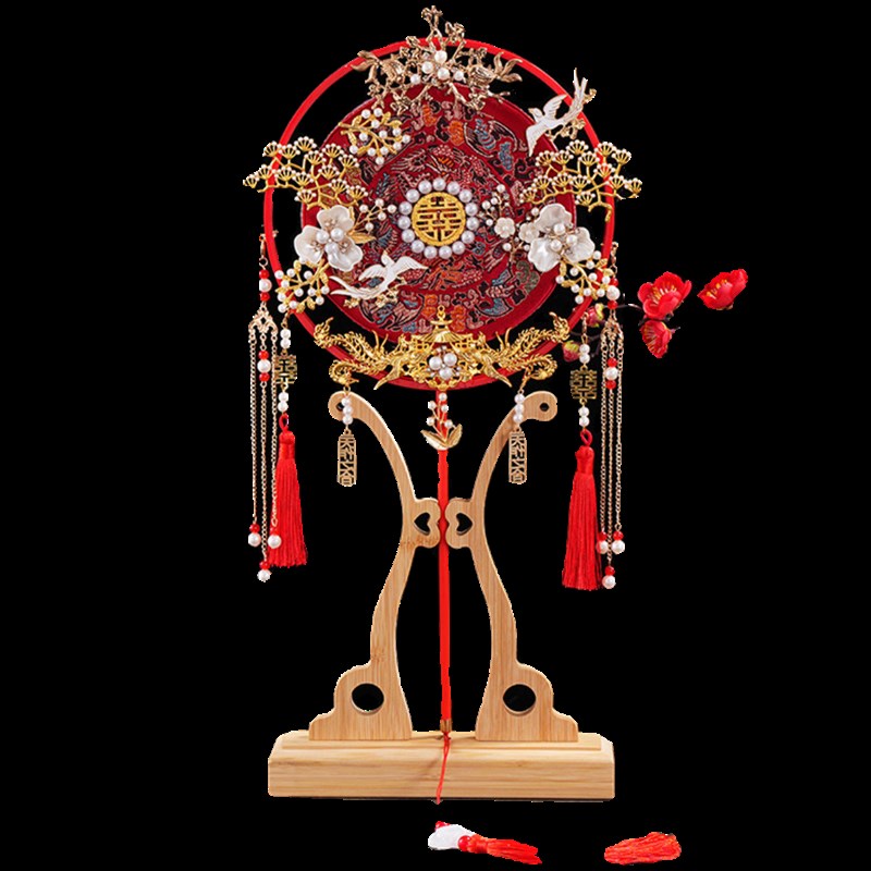 奢制婚扇中式团扇新娘结婚udiy材料包高级闺蜜新婚礼物秀禾服喜扇