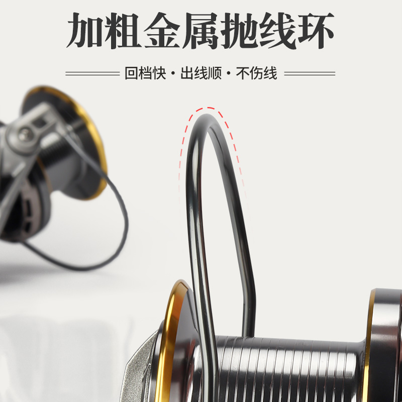 锚鱼轮巨大e物轮远投轮全金属无间隙纺车轮铁板锚杆海竿渔轮鱼线