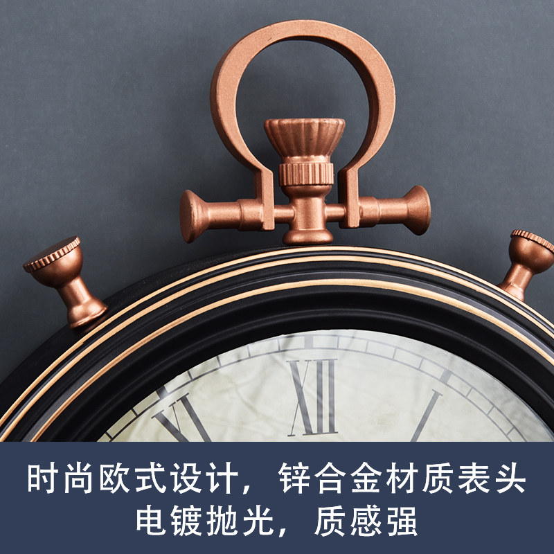 美式复古创意客厅静音挂钟欧式仿B古怀表时钟挂件家居挂表石英钟