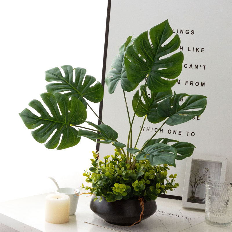 仿真绿色植物假花龟背叶尤加利叶客厅书房电视柜桌面装V饰小摆件,家居饰品,仿真花/假花,淘宝优惠券,粉丝福利购,淘宝优惠卷