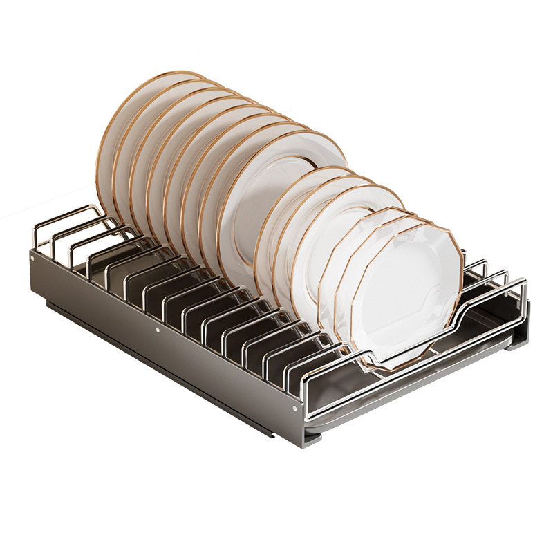 束丰304不锈钢碗碟收纳层架v整体橱柜拉篮抽屉式厨房置物架沥水碗