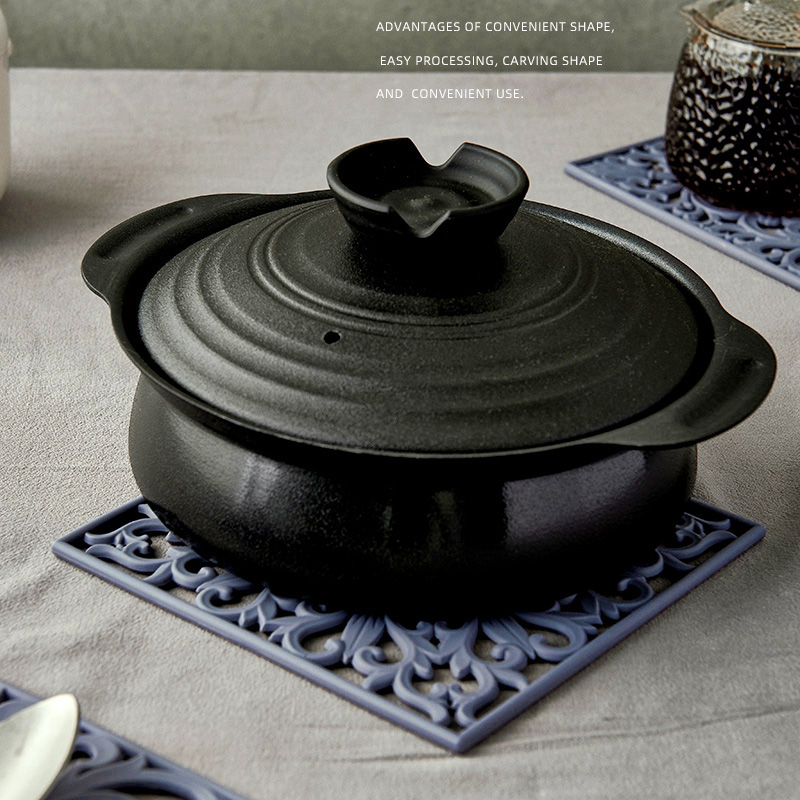 复古方形隔热垫硅胶防烫垫家用耐B高温碗盘垫装饰垫餐垫大尺寸锅