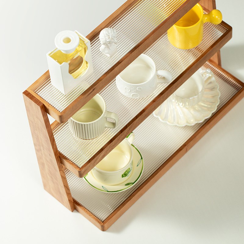 桌面杯子收纳置物架o实木水杯咖啡杯架大容量茶杯马克杯多层展示